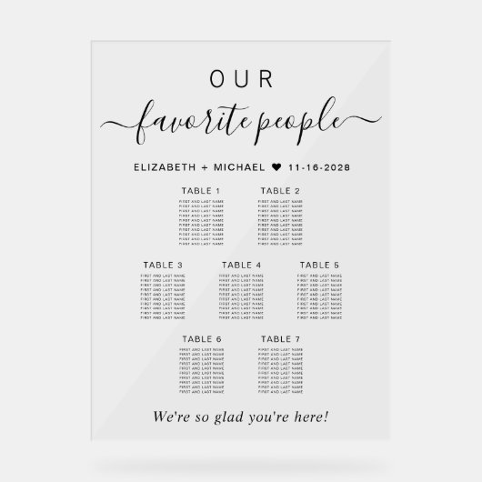 私たちお気に入りのの人結婚の7つのテーブル席 アクリルサイン (正面)