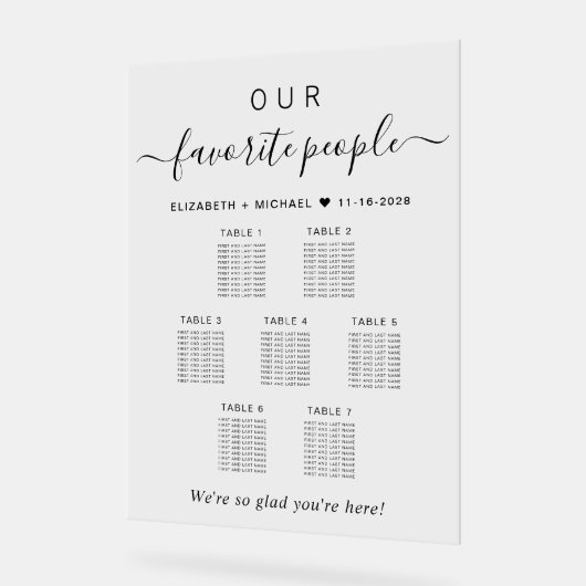 私たちお気に入りのの人結婚の7つのテーブル席 アクリルサイン (傾斜)
