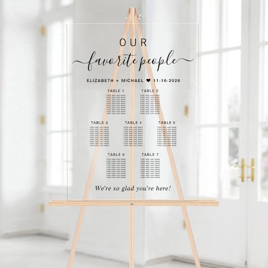 私たちお気に入りのの人結婚の7つのテーブル席 アクリルサイン