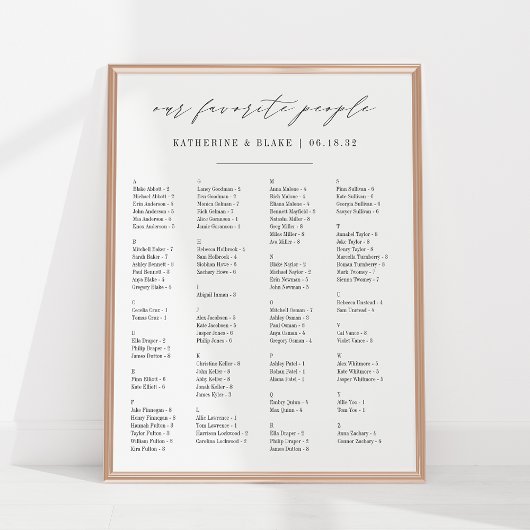 私たちお気に入りのの人 |アルファベット順の座席表 ポスター