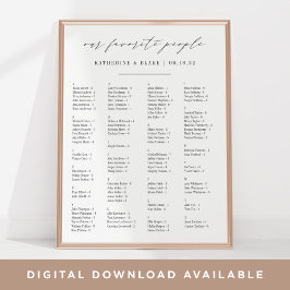 私たちお気に入りのの人 |アルファベット順の座席表 ポスター