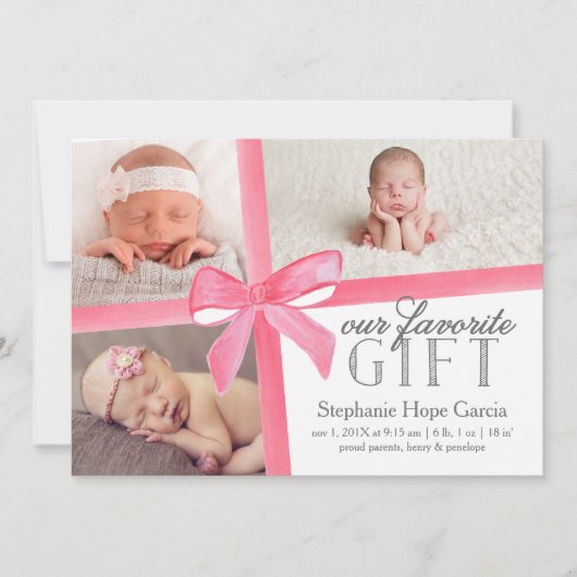 私たちお気に入りのの贈り物の誕生発表ファースト・ホリデー 案内状 (正面)