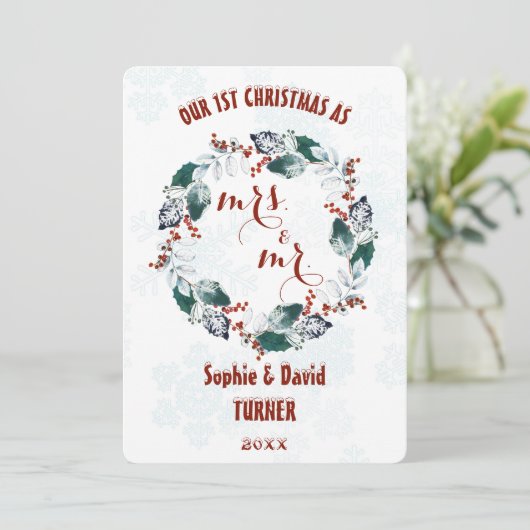 私たちお洒落の初めてのクリスマス冬リース シーズンカード (スタンド正面)