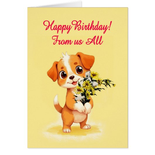 私たちからすべての誕生日の子犬と花 (正面)