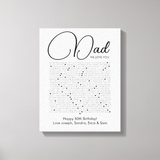 私たちがあなたについて愛するものパパキャンバス印刷 キャンバスプリント (正面)