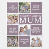 私たちがあなたについて愛するものMum Photo Collage フリースブランケット (正面)
