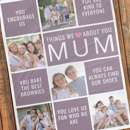 私たちがあなたについて愛するものMum Photo Collage フリースブランケット
