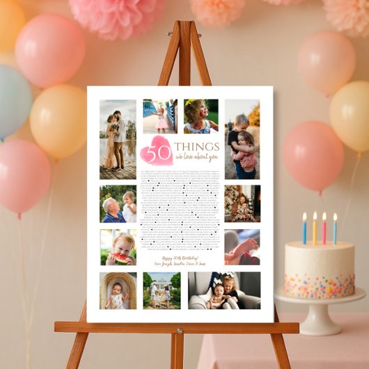 私たちがあなたについて愛する50事の水彩ハートママ ポスター