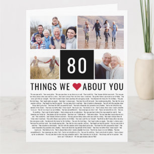 私たちがあなたに対して愛する80もの 80誕生日 カード