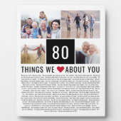 私たちがあなたに対して愛する80もの | 80誕生日 フォトプラーク (正面)