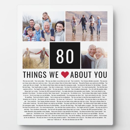 私たちがあなたに対して愛する80もの | 80誕生日 フォトプラーク (正面)