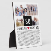 私たちがあなたに対して愛する80もの | 80誕生日 フォトプラーク (側面)