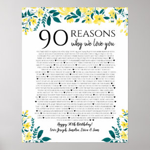 私たちがあなたの誕生日プレゼントを黄色で愛している90の理由 ポスター
