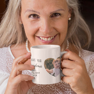 私たちがあなたを愛するおばあちゃんパーソナライズされた写真ハート コーヒーマグカップ