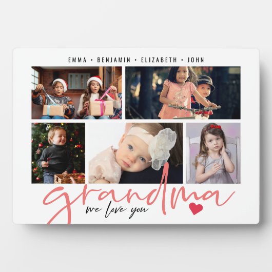 私たちがあなたを愛するおばあちゃんモダン写真コラージュ フォトプラーク (正面)