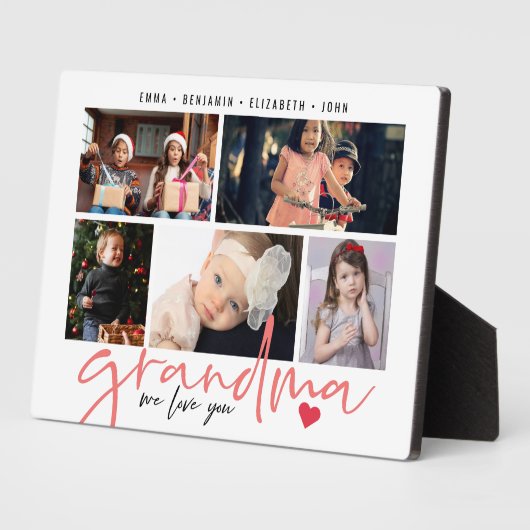 私たちがあなたを愛するおばあちゃんモダン写真コラージュ フォトプラーク (側面)