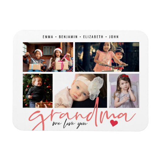 私たちがあなたを愛するおばあちゃんモダン写真コラージュ マグネット (横)
