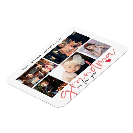 私たちがあなたを愛するおばあちゃんモダン写真コラージュ マグネット (左側)