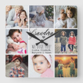 私たちがあなたを愛するおばあちゃん写真コラージュ スクエア壁時計 (正面)