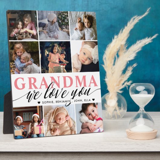 私たちがあなたを愛するおばあちゃん写真コラージュ フォトプラーク (側面)