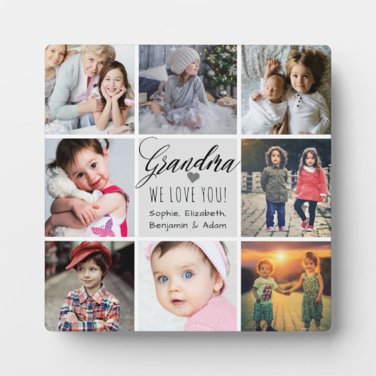 私たちがあなたを愛するおばあちゃん写真コラージュ フォトプラーク (正面)