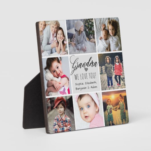 私たちがあなたを愛するおばあちゃん写真コラージュ フォトプラーク (正面)