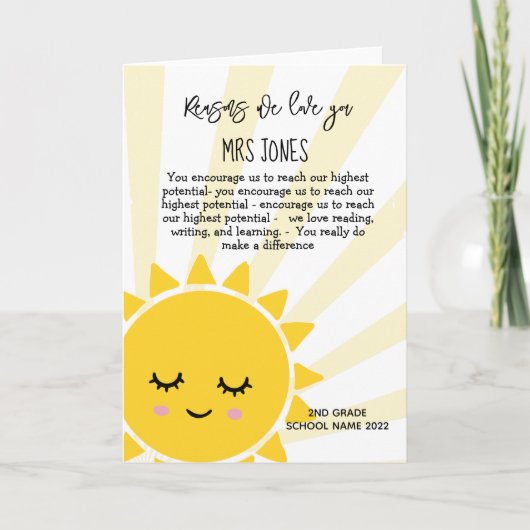 私たちがあなたを愛する理由先生サンシャイン カード (正面)