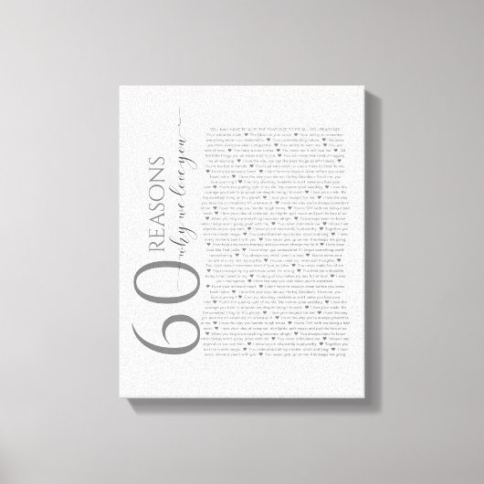 私たちがあなたを愛する理由， 50理由， 60誕生日Can キャンバスプリント (正面)