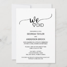 私たちがした シンプルな黒のカリグラフィー 招待状