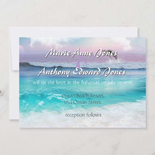 私たちがやっている – 美しい熱帯海の日の出 招待状 (裏面)