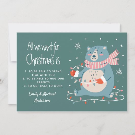 私たちがクリスマスのために欲しいすべては（独自のリストを追加）カスタム シーズンカード (正面)