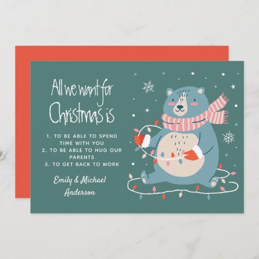 私たちがクリスマスのために欲しいすべては（独自のリストを追加）カスタム シーズンカード (正面/裏面)