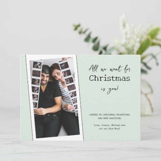 私たちがクリスマスのために欲しいのは、あなただけの妊娠写真 シーズンカード (スタンド正面)