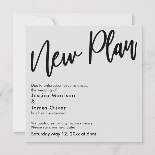 私たちがグレイ延期のカードをハグ結婚できる場合 招待状 (裏面)