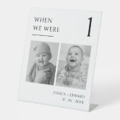 私たちがテーブル番号年齢カップルの写真だったモダン時 台座サイン (正面)