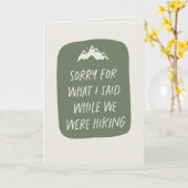 私たちがハイキング中に言ってごめんなさいおもしろい カード (黄色い花)