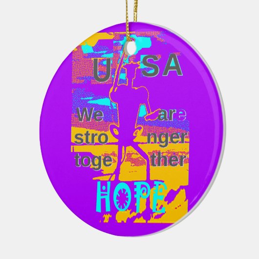 私たちが一緒に強くなることを願って、あなたのアメリカを作る セラミックオーナメント (左)
