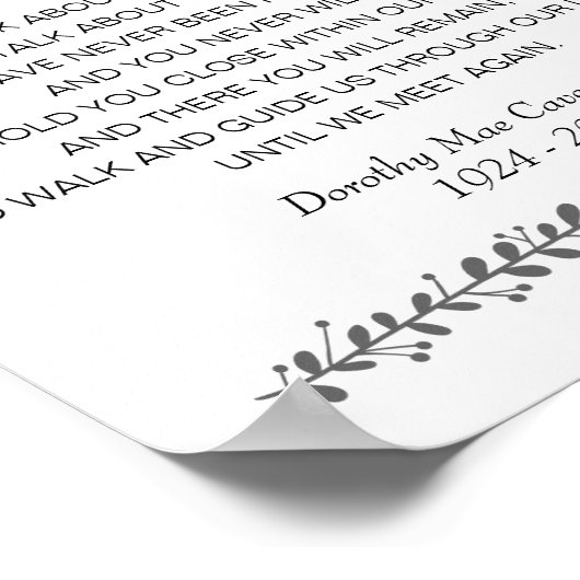 私たちが再び会うまで葬儀の詩のメモリアルサイン ポスター (角)