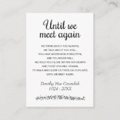 私たちが再び会うまで葬儀の詩の写真記念 エンクロージャーカード (正面)