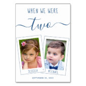 私たちが子供の頃の写真と名前 ブルー結婚式 テーブルナンバー (裏面)