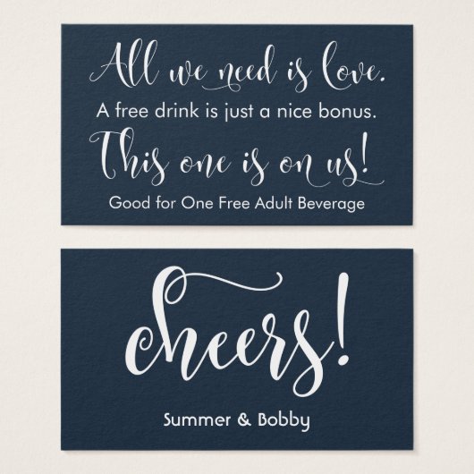 私たちが必要なのは愛、海軍フリー飲み物チケット (正面&裏面)