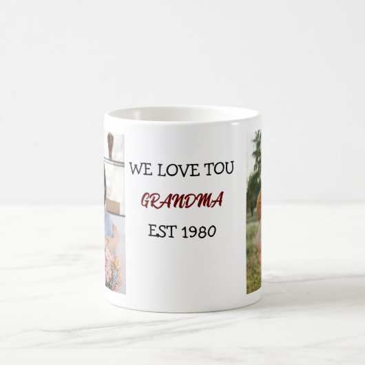 私たちが愛するおばあちゃんパーソナライズされた写真 コーヒーマグカップ (中央)
