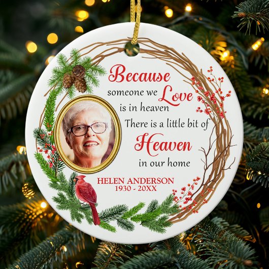 私たちが愛する人が天国写真記念 セラミックオーナメント