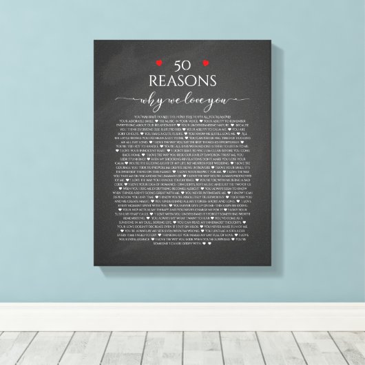 私たちが愛する理由， 50理由， 60歳の誕生日 キャンバスプリント (インサイチュ (ウッドフロア))