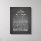 私たちが愛する理由， 50理由， 60歳の誕生日 キャンバスプリント (正面)