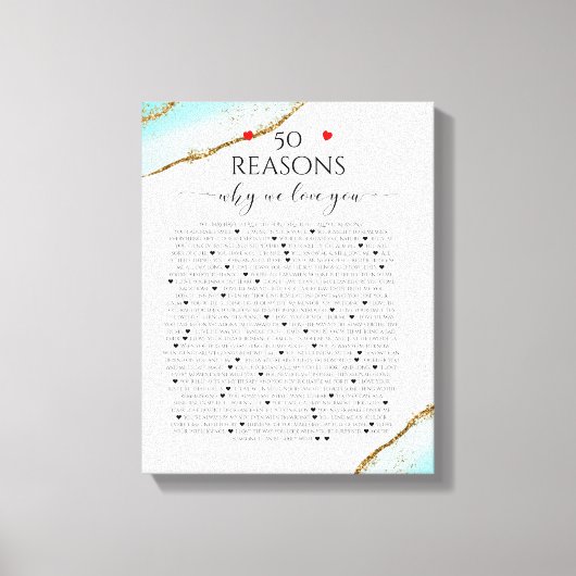 私たちが愛する理由， 50理由， 60歳の誕生日 キャンバスプリント (正面)