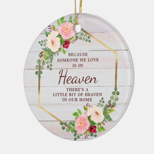 私たちが愛する誰かが天国金ゴールドの枠に セラミックオーナメント (左)