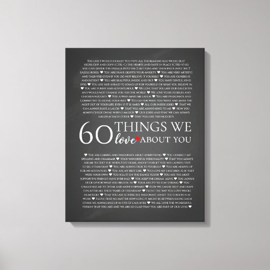 私たちが愛する60の事、70th 80th誕生日 キャンバスプリント (正面)