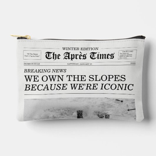 私たちが斜面を制する The Après Times新聞 アクセサリーポーチ (正面)