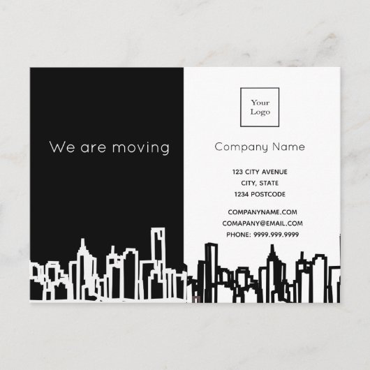 私たちが移動している都市スカイラインのビジネス会社 案内ポストカード (正面)